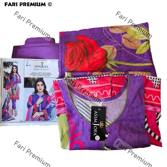 Asim Jofa 3PC Printed Premium Lawn Shalwar Kameez Suit Pakistani/Indian Large 43 - Picture 12 of 12